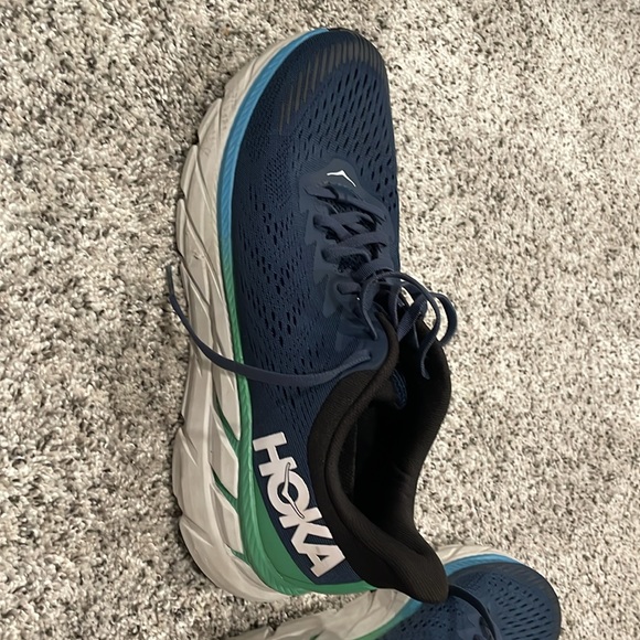 Hoka One One Clifton 7 Blue/Green size 10.5 men’s Like New - Picture 3 of 6
